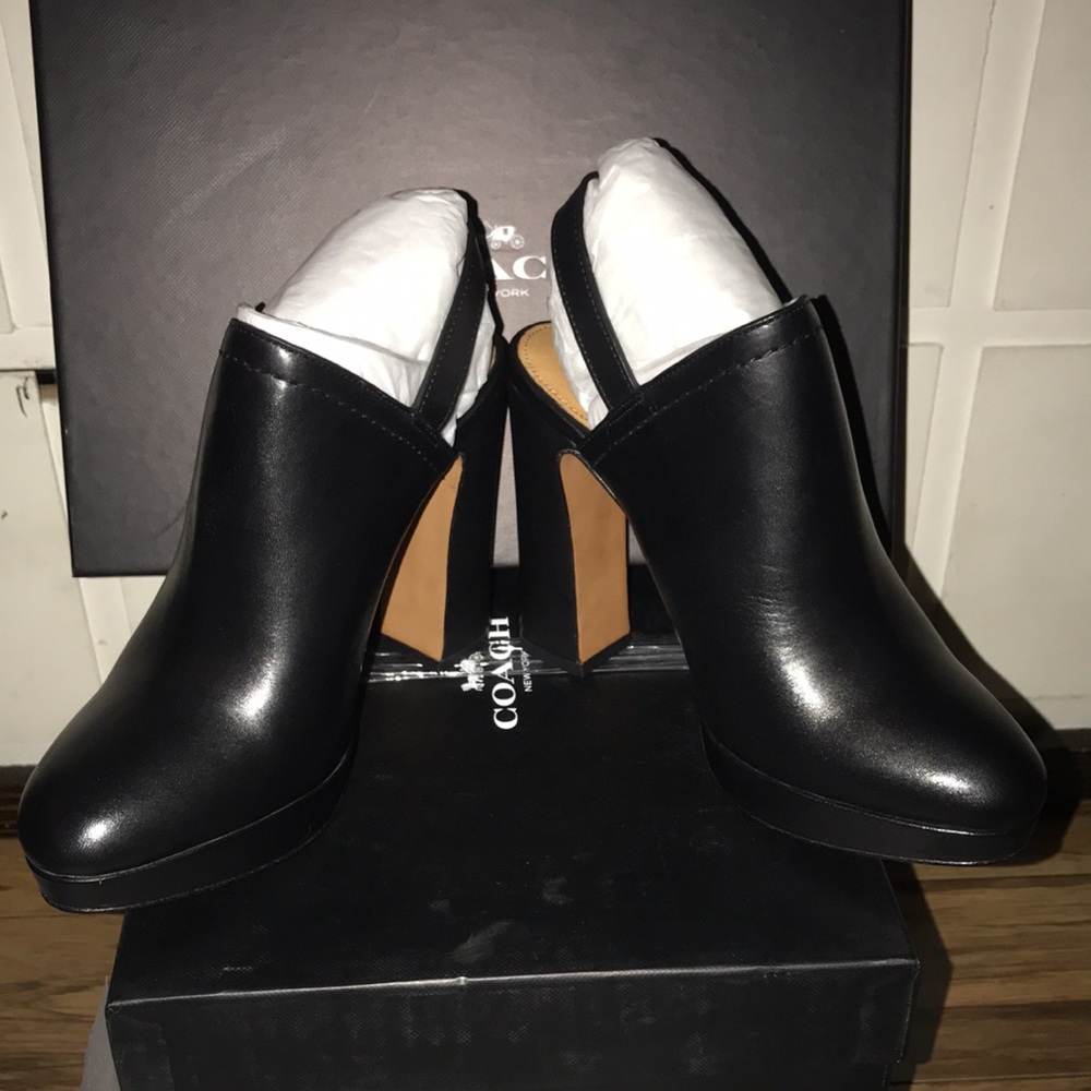 COACH CARMINE BLACK SOFT -premium  LEATHER HIGH HEELED MULE-LAST PAIR SIZE 7 - Picture 5 of 9